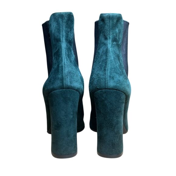 Dolce & Gabbana Green Suede Block Heel Ankle Boot 7.5 Winter Holiday Christmas - Picture 3 of 14